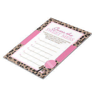 Leopard Guess The Sweet Mess Shower Game Answer Notepad