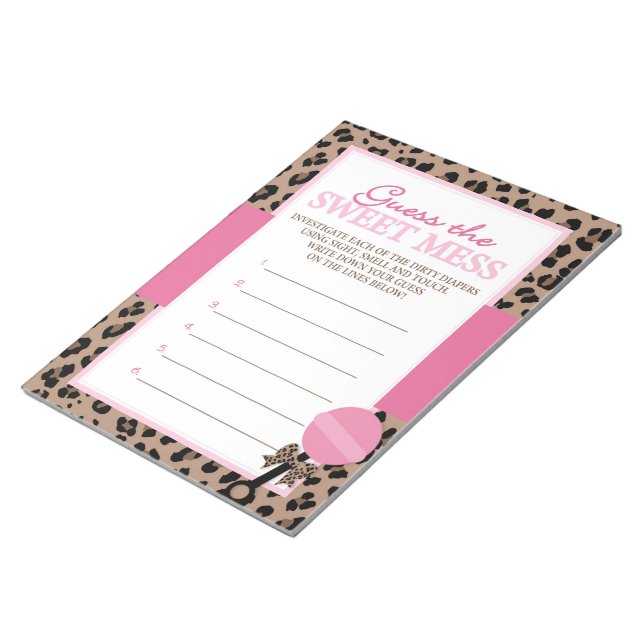 Leopard Guess The Sweet Mess Shower Game Answer Notepad (Angled)