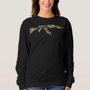 Leopard Gun  Firearm Cute Leopard Print Ak 47 Sweatshirt