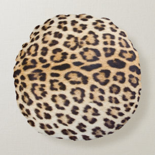 Leopard hair round cushion