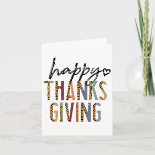 Leopard Happy Thanksgiving Cute Fall Autumn Women Card