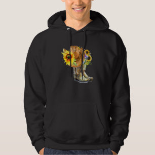 Leopard Hat Cowgirl Boot Sunflower For Cowgirl Cou Hoodie