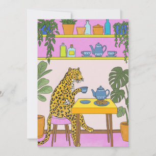 Leopard Having Tea Invitation
