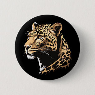 Leopard Head 6 Cm Round Badge