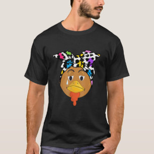 Leopard Headband Turkey Face Thanksgiving Boys Gir T-Shirt