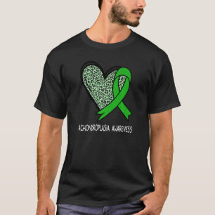 Leopard Heart Achondroplasia Awareness Green Ribbo T-Shirt