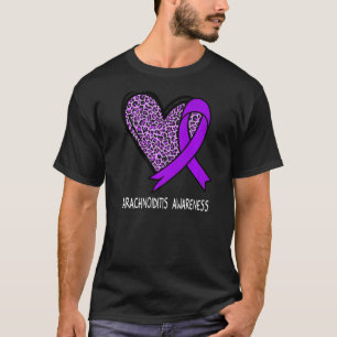 Leopard Heart Arachnoiditis Awareness Purple Ribbo T-Shirt
