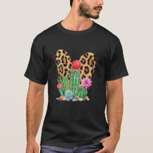 Leopard Heart Behind Cactus Gardener Print Mens W T-Shirt