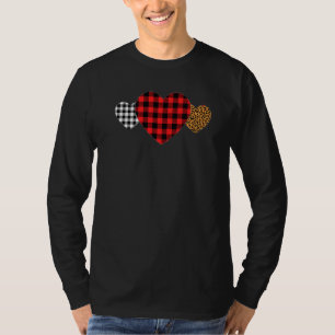 Leopard Heart Buffalo Red Black Plaid Heart Valent T-Shirt