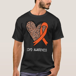 Leopard Heart COPD Awareness Orange Ribbon T-Shirt