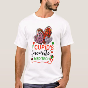 Leopard Heart Cupid's Favourite Med Tech Valentine T-Shirt