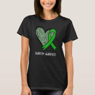 Leopard Heart Dwarfism Awareness Green Ribbon T-Shirt