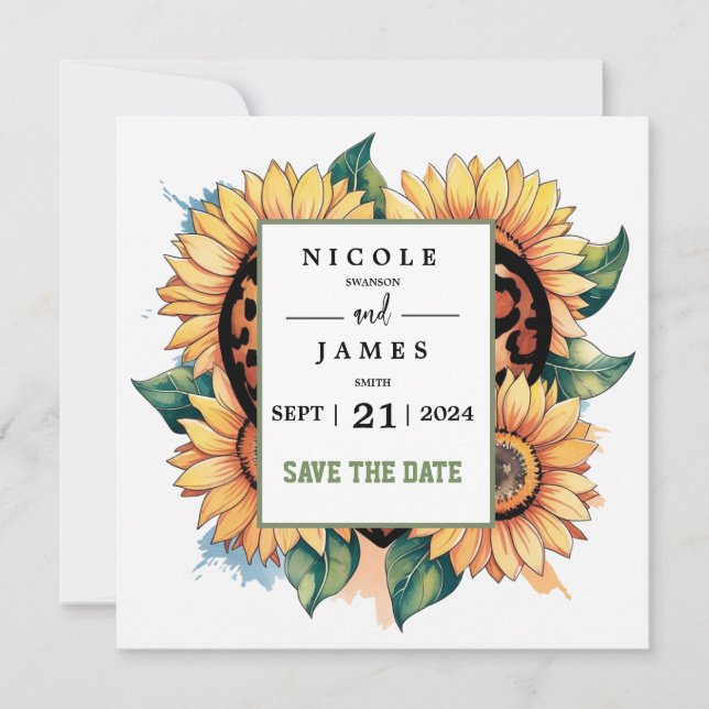 Leopard Heart Floral Save The Date (Front)
