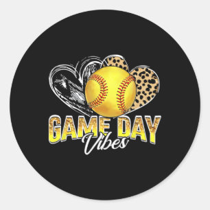 Leopard Heart Headnd Mom Bleached Softll Game Day Classic Round Sticker