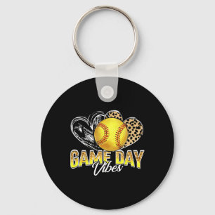 Leopard Heart Headnd Mom Bleached Softll Game Day Key Ring
