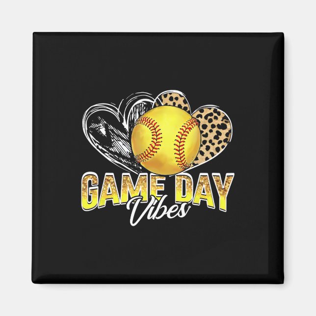 Leopard Heart Headnd Mom Bleached Softll Game Day  Magnet (Front)