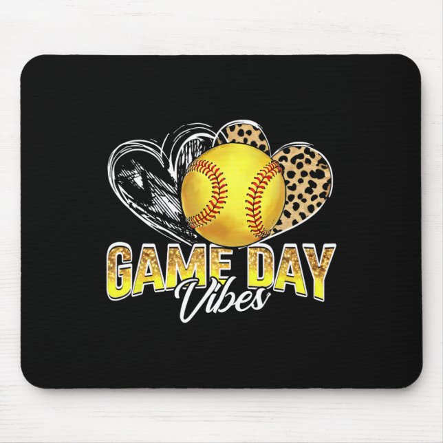Leopard Heart Headnd Mom Bleached Softll Game Day  Mouse Pad (Front)