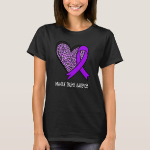 Leopard Heart Infantile Spasms Awareness Purple Ri T-Shirt