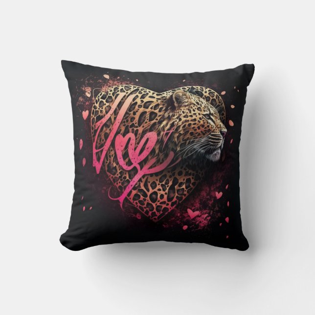 Leopard Heart Love Graffiti Art                    Cushion (Front)