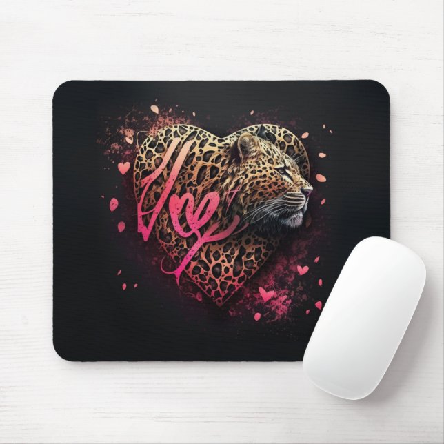 Leopard Heart Love Graffiti Art                    Mouse Pad (With Mouse)