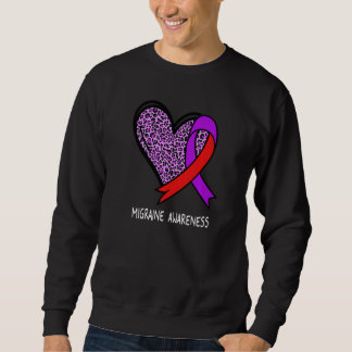 Leopard Heart Migraine Awareness Purple & Red Ribb Sweatshirt