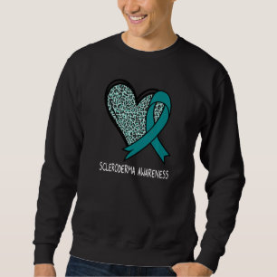 Leopard Heart Scleroderma Awareness Teal Ribbon Sweatshirt