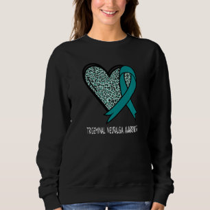 Leopard Heart Trigeminal Neuralgia Awareness Teal  Sweatshirt