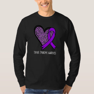 Leopard Heart Turner Syndrome Awareness Purple Rib T-Shirt