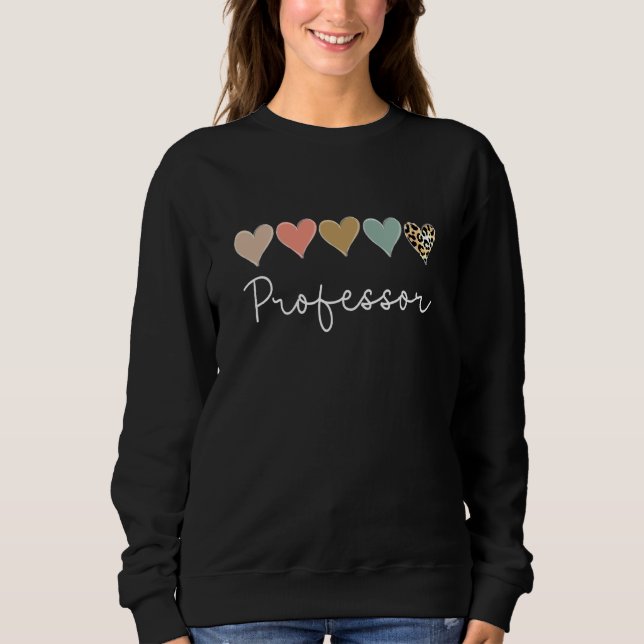 Leopard Hearts Valentine's day for Team Professor  Sweatshirt (Front)