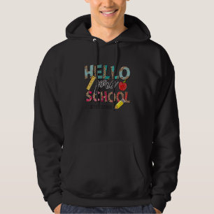 Leopard Hello Preschool Teacher Student Back To Sc Hoodie