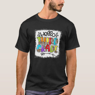 Leopard Hello Third 3Rd Grade Teacher First Day Of T-Shirt
