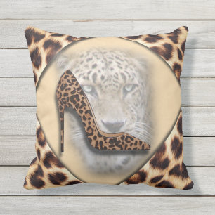 leopard High Heel & Face Design Cushion