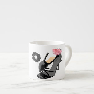 Leopard High Heel & pink Rose Mug