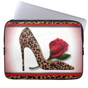 Leopard High Heel & Red Rose Laptop Sleeve