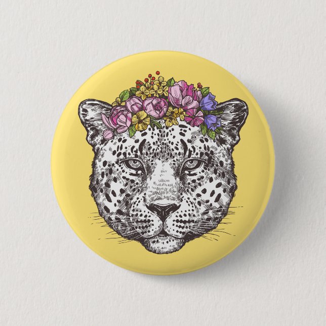 Leopard Hippie Chic 6 Cm Round Badge (Front)