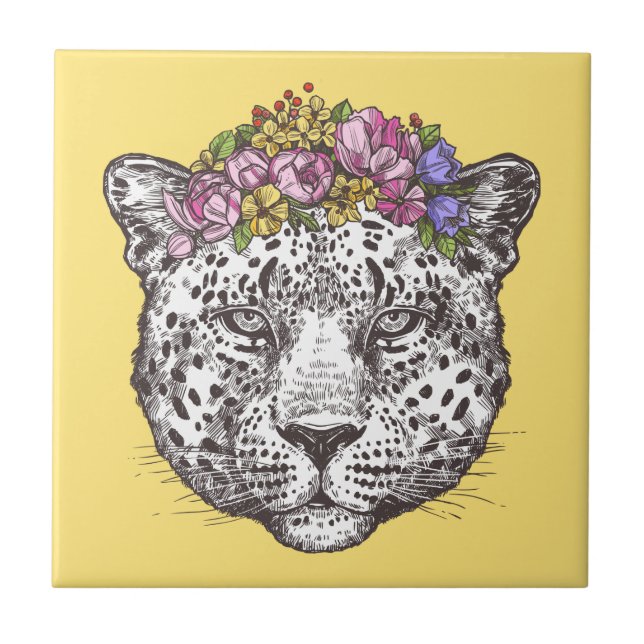 Leopard Hippie Chic Ceramic Tile (Front)