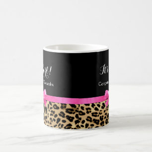 Leopard Hot Pink Bow Its a Girl Safari Baby Shower Coffee Mug