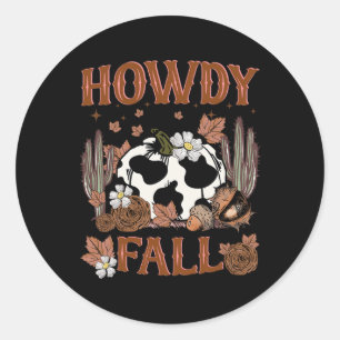 Leopard Howdy Fall Western Pumpkin Autumn Fall Tha Classic Round Sticker
