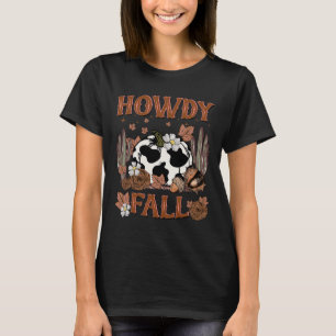 Leopard Howdy Fall Western Pumpkin Autumn Fall Tha T-Shirt