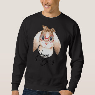 Leopard Hunny Bunny Cute Bunny Face With Glasses E Sweatshirt