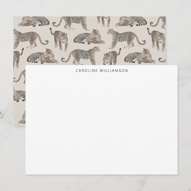 Leopard Illustrated Personalised Stationery Name Card (Front/Back)