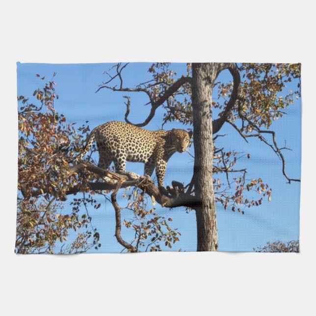 Leopard in a Tree in Africa Tea Towel (Horizontal)