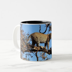 Leopard in a Tree in Africa Two-Tone Coffee Mug