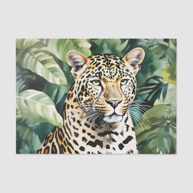 Leopard In Lush Jungle Foliage Tissue Paper (Front)