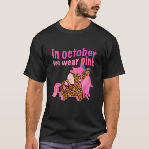 Leopard in October We Wear Pink Unicorn Butterfly T-Shirt