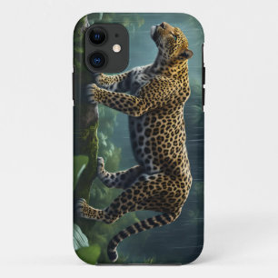 Leopard In Rainy Jungle iPhone 11 Case