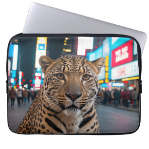 Leopard in Times Square Laptop Sleeve