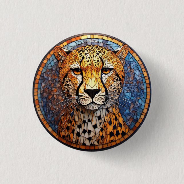 Leopard in Vibrant Colours and Intricate Patterns 3 Cm Round Badge (Front)