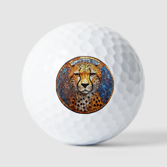 Leopard in Vibrant Colours and Intricate Patterns Golf Balls (Front)