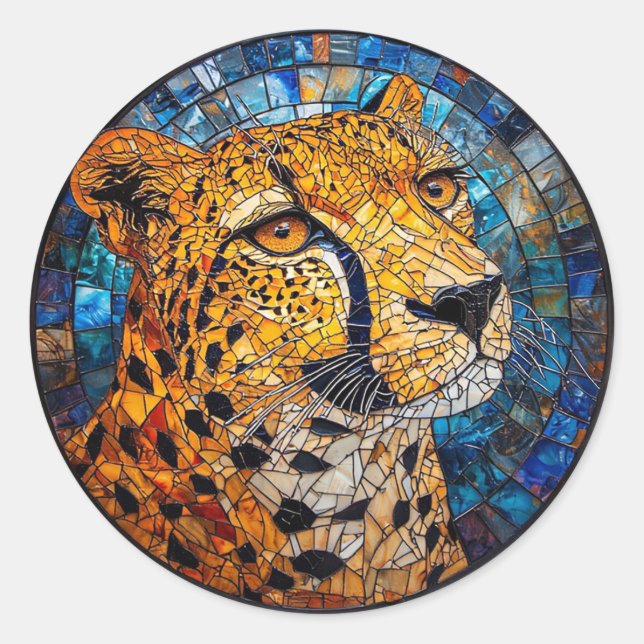 Leopard in Vibrant Colours Classic Round Sticker (Front)